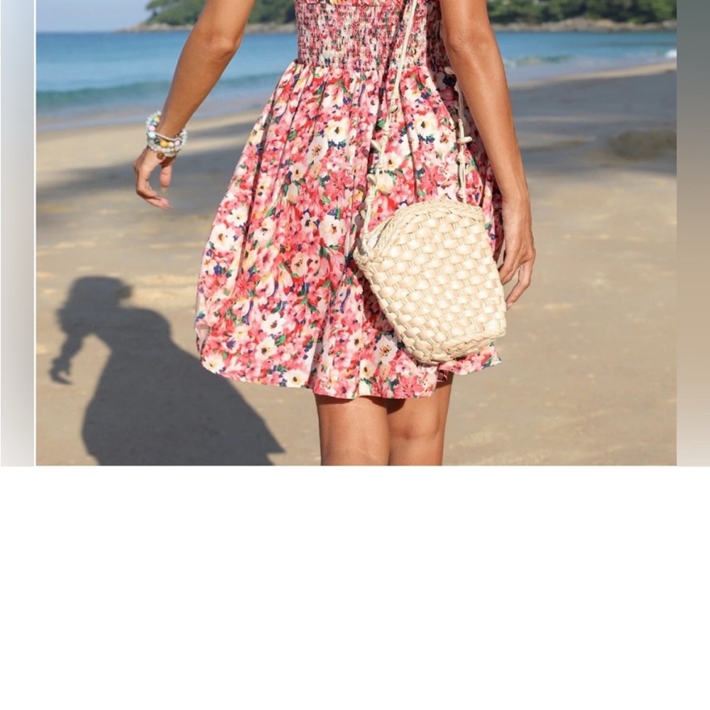 Floral Print Shirred Puff Sleeve Dress - Picture 3 of 4